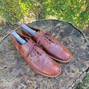Vintage Stacy Adams Madison Cognac Cap-Toe Oxfords 9 M
